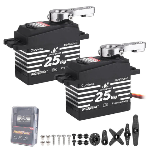 Waterproof RC Servo Pack Of 2 With Beefy 25KG Torque And 345 OzIn Coreless Motor Metal Gears Digital Standard Servo