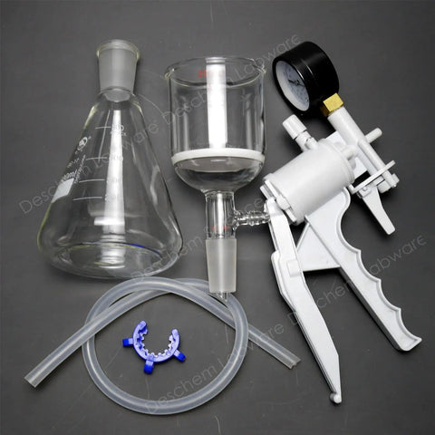 500ml 24/40 Suction Filtration Device With 200ml Buchner Funnel And Lab Vacuum Pump Pro Grade Borosilicate Glass Setup