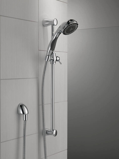 3 Spray Touch Clean Wall Mount Slide Bar Handheld Shower With Hose Chrome Finish 57014 on tiled bathroom wall