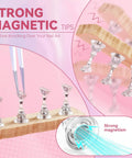 Two Pack Magnetic Nail Practice Stands With Heart Acrylic Holder showcasing strong magnetism, five metal nail tip holders on wood base