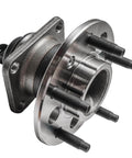 Close-up of 2pc Rear Wheel Hub and Bearing Assembly for Chevrolet Malibu, Buick Lucerne LeSabre, 5-lug with ABS Sensor Cap Replacement