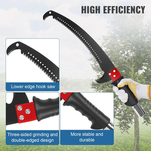 Extendable 30 Ft Manual Pole Saw Workhorse With Pruner Blade And Scissors Set Nine Fiberglass Poles For Tall Branches