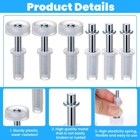 Six Piece BiFold Door Top Roller Guide Wheel And Top Pivot Spring Loaded Bifold Door Hardware Repair Kit details
