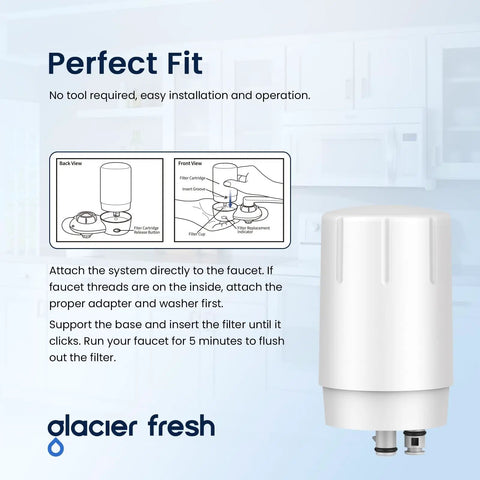 Replacement Faucet Filter For Brita On Tap Water System 36311 Tubular Element Filter Pack Of 2 shown with installation guide
