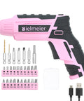 Pink Cordless Screwdriver Set With Automatic Torque Control And Sensor, Lightweight Electric Drill For Women with bit set and USB cable