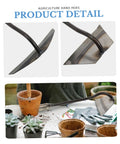 Close-up of Two Pack Steel Hand Hoe Set for weeding and gardening, showing blade details and usage in planting pots