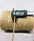 328 Feet Of 5mm Jute Twine Heavy Duty Workhorse Natural Hemp Rope with caliper showing 5mm thickness for DIY projects