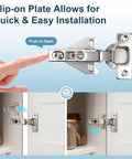 Top Rated Hidden Kitchen Cabinet Door Hinges For Full Overlay Doors With Smooth Self Closing Action and Quick Clip On Install.