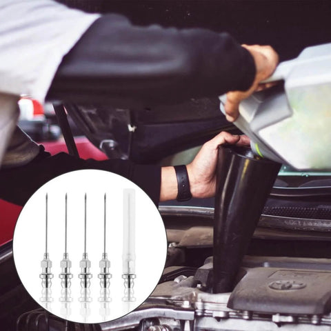 Person using 10 Piece Grease Injector Needle Kit For Most Grease Guns, 6cm Steel Nozzle Tips, ideal for automotive maintenance.