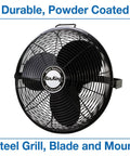Front view of Beefy 18 Inch High Velocity Multi Mount Industrial Fan With Three Speed Settings Pivoting Head Built Tough From Powder Coated Steel