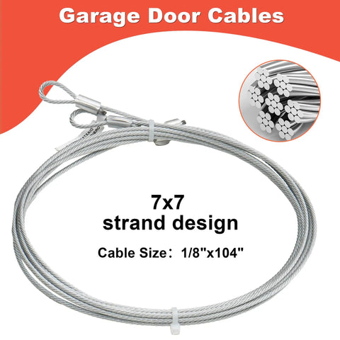 Heavy Duty Garage Door Torsion Spring Kit With Cables And Brackets 7x7 strand cable for 7 Ft Tall Doors, rust-resistant aluminum and steel