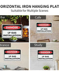 Danger LP Gas Installation Aluminum Warning Sign 8x12 Inch shown in bar, cafe, entrance, and study settings