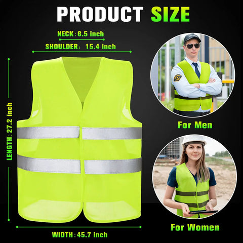 50 Pack High Visibility Reflective Safety Vests Bulk For Men Women Work Cycling Running Neon Mesh Security Gear For Outdoor Jobs