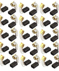 Premium Carbon Motor Brushes For Electric Tools And Power Drills 16Mm X 11Mm X 5Mm Universal Replacement Kit 20 piece carbon motor brushes arranged in rows.