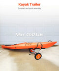 Heavy Duty Kayak Cart With 450 Lbs Load Capacity Detachable Canoe Trolley with kayak on concrete floor