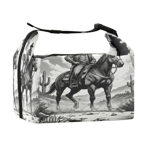 Cowboy Themed Lunch Box With A Horse Ride Design For Women And Men Reusable Insulated Lunch Tote Leakproof Cute Cooler