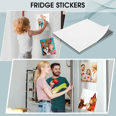 Children using 50-Piece Magnetic Adhesive Sheets 8 By 10 Inches Flexible Magnetic Sheets With Self Adhesive Backing for fridge photos.
