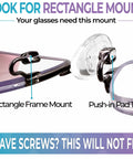 Quality Silicone Nose Pads For Glasses Replacement Teardrop Medium 15mm Push In Mount showing rectangle frame mount and push-in pad.