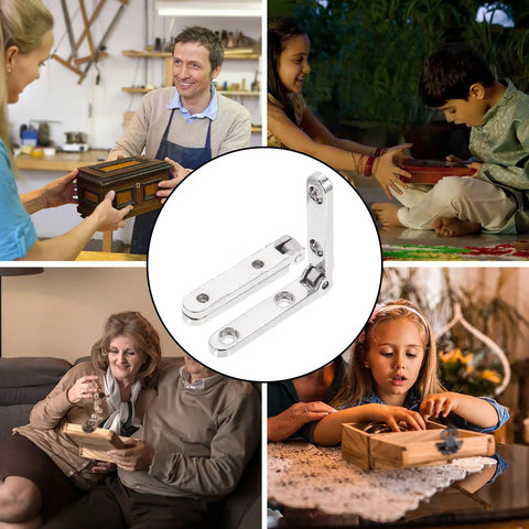 20 Pieces Zinc Alloy Box Hinges 90 Degree Decorative Folding Hardware For Jewelry Boxes And Mini Furniture, Silver Finish, DIY