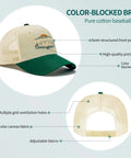 RV Pilot Hat for Road Trips and Camper Vacations Dope Outdoors Cap with beige fabric, green brim, mesh back, and Velcro strap.