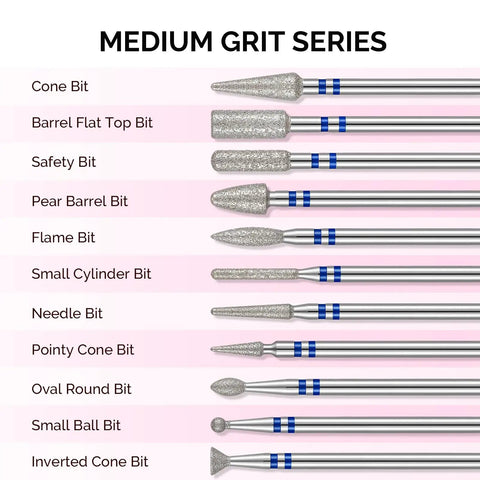 20 Piece Diamond Nail Drill Bits Set For E File 3 By 32 Inch Cuticle And Acrylic Gel Nail Bits Kit with medium grit series