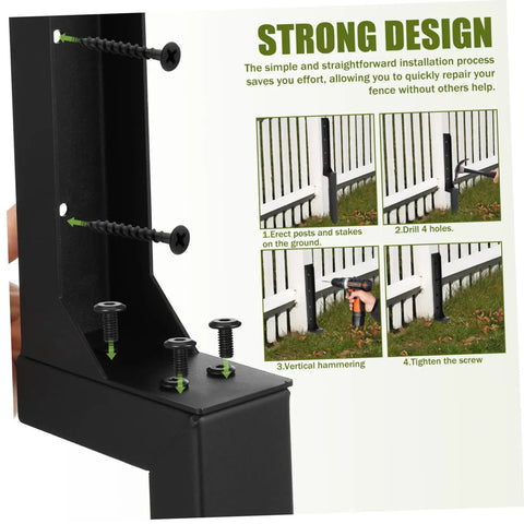 Heavy Duty Fence Post Repair Anchors With Ground Spike for Quick Installation and Enhanced Stability of Tilted Wood and Metal Fences