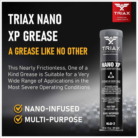 Ultra Heavy Duty Nano Fullerene Grease For 5th Wheel, High Temp Performance, Extreme Pressure Load Rating, Ultra Low Friction, 14 Oz Tube shown with nano-infused details and packaging.