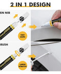 Aegean Blue Metallic B-593M Touch Up Paint Kit For Honda, showing pen nib for chips and brush for scratches on car surface.