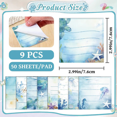 Sea Turtle Sticky Notes Set With 9 Styles And 450 Sheets For Desk And Office Use Totally Cute Ocean Animal Notepads