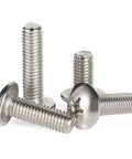 Built Tough 1/4-20 By 1/2 Inch Truss Head Machine Screws Full Thread Grade 304 Stainless Steel 18-8 Corrosion Resistant top view of five screws