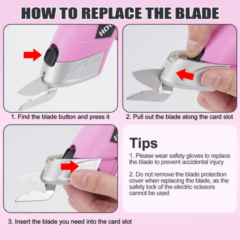 How to replace the blade on 3.7V Cordless Electric Scissors Fast Cutting Fabric Cutter for easy use and maintenance.