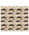 Wood Grain Tractor Print Dish Drying Mat For Kitchen Counter With Ultra Absorbent Microfiber Surface, 16x18 Inches