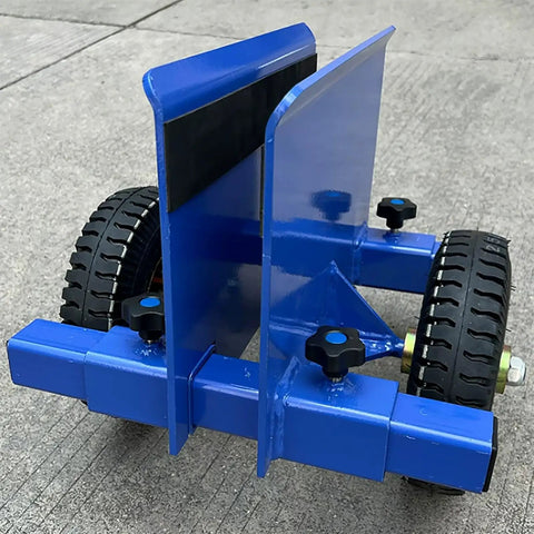 Heavy Duty Adjustable Panel Dolly With Lockdown Grip And Smooth Rolling Rubber Wheels For No Sweat Hauling Panels Or Doors On Busy Job Sites During Fast Track Renovation Work close-up view showcasing rubber wheels and adjustable grip.