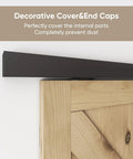Close-up of Six Foot Sliding Barn Door Hardware Track Kit Aluminum Box Rail Wall Mount Interior Wooden Doors with cover and caps.