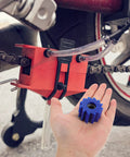 Heavy Duty Blue 10mm Dirt Bike Chain Tensioner Pulley For Off Road Motorcycle And Motorized Engine Guide Roller Smooth Ride Adjuster Kit, blue pulley in hand