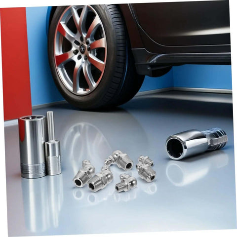 Upgrade Your Rig With This Badass 30 Piece Stainless Steel Zerk Fitting Kit Heavy Duty Grease Nipples Perfect For Auto Farm And Industrial Maches Keeping Things lubed Up Is A Total Breeze. 30pc stainless steel grease fittings kit with car wheel