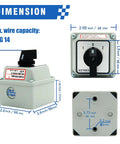 20A Rotary Changeover Switch With Exterior Box On Off On 660V Latching Universal Selector IP65 3 Positions 2 Poles dimensions
