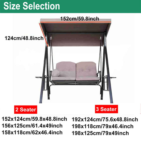 Outdoor Swing Canopy Replacement Cover For 3 Seater Porch Swing Waterproof Top Shade Size Guide Diagram