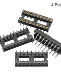 4 Pack DIP IC Socket Adapter With Round Pins 18 Pin 2.54mm Pitch Double Row IC Socket For PCB Board Chips 7.7mm Black