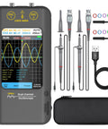 On-The-Go Handheld Oscilloscope With 3.98 Inch Touchscreen Dual Channel 50MHz Bandwidth And Signal Generator, probes, cables, case