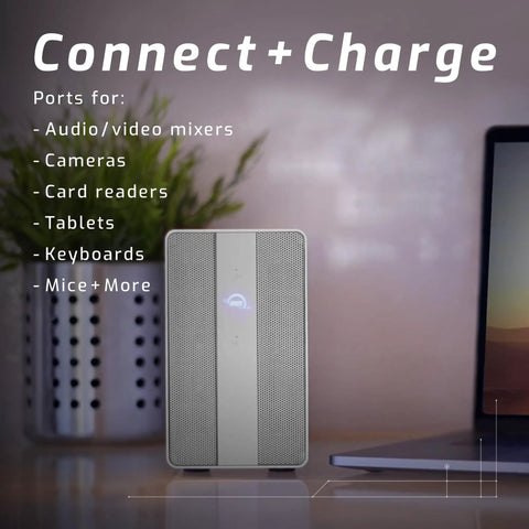 Dual Bay Thunderbolt USB C Hard Drive Enclosure Featuring Killer Hardware Raid Options Slick Design For Power Users Up To 974 Mbps Read Speeds Three Port Hub Built In with ports for various devices