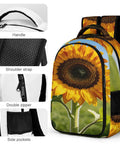 Go To Sunflower Close Up Print Backpack For Everyday Use Unisex Large Capacity Daypack with handle and side pockets