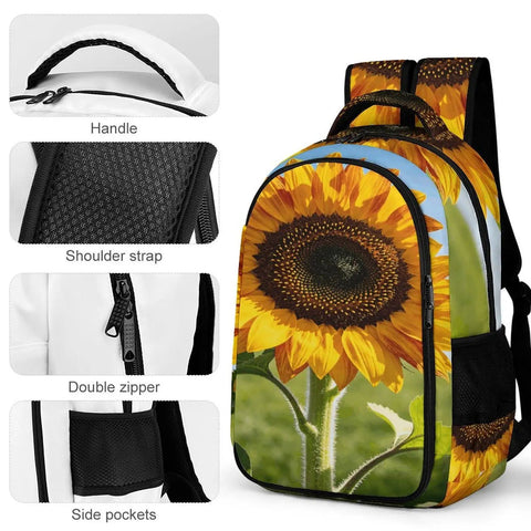 Go To Sunflower Close Up Print Backpack For Everyday Use Unisex Large Capacity Daypack with handle and side pockets