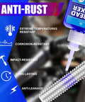 Front view of Thread Lock Kit (272 & 243); blue bottle dispensing onto a silver threaded bolt