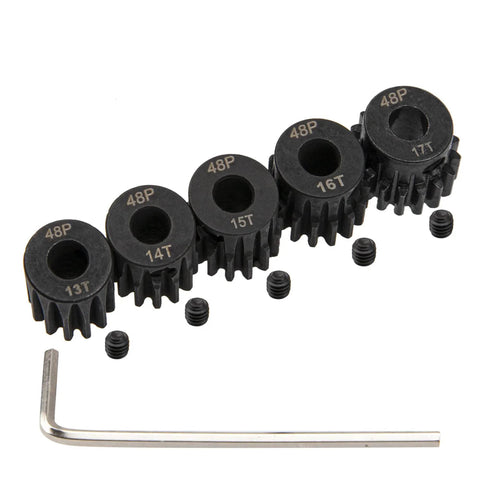 Beefy 48P Pinion Gear Set Five Pack For 1 By 10 RC Cars With 3.175mm Shaft 13T 14T 15T 16T 17T Hardened Steel Fits Arrma HPI Kyosho Losi