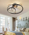 Dope 19 Inch Ceiling Fan With Lights Remote Control 3 Color Temperatures 3 Gear Speeds Round Pendant Style in bedroom