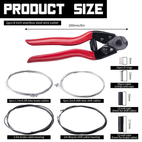 All In One Steel Bike Brake And Shifter Cable Kit With Stainless Cutter For Easy Install Universal Brake Cable Housing Image