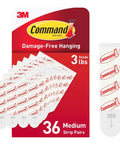 Command Indoor Medium Replacement Strips by 3M, 36 white adhesive strips for damage-free hanging up to 3 lb