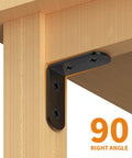 Black Stainless Steel L Brackets Set of 18 With 72 Screws Storage Tin right angle brace installed on wooden shelf