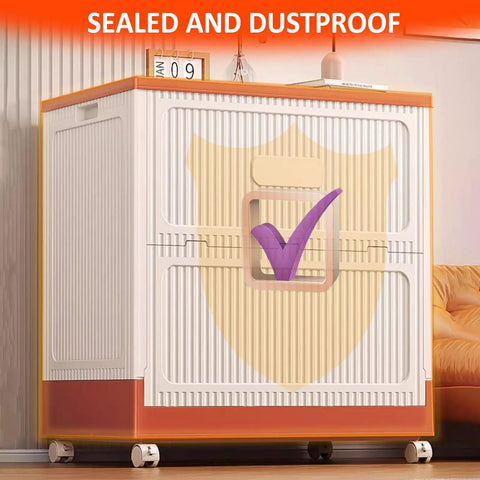 Rock Solid Giant Plastic Storage Bin with Lid Massive Foldable Clothes Box and Rolling Organizer Tote for Bedding Dorms Home Office Sleek Wheeled Closet Cart Heavy Duty Container 30X20X28 Inch